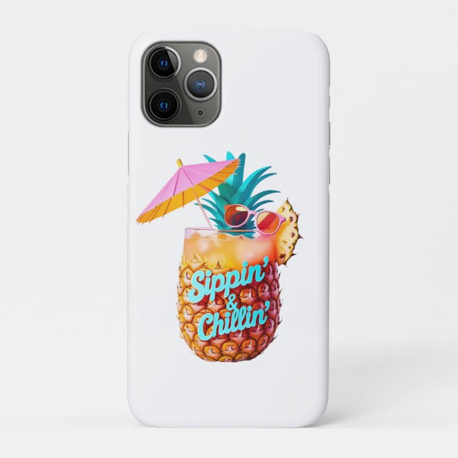 Coques Case-Mate iPhone "Sippin’ & Chillin’" Boisson de vibe tropicale (Dos)