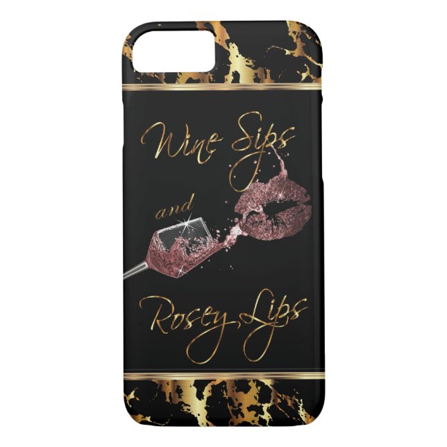 Coques Case-Mate iPhone Sips de vin et lèvres Rosey - Dusty Rose (Dos)