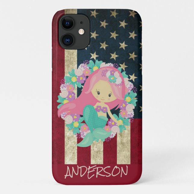 Coques Case-Mate iPhone Sirène américaine personnalisée (Dos)
