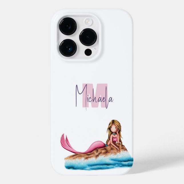 Coques Case-Mate iPhone Sirène de fille monogramme (Verso)