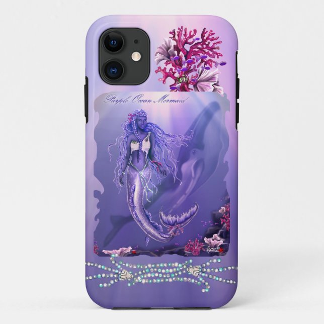 Coques Case-Mate iPhone Sirène d'océan violet (Dos)