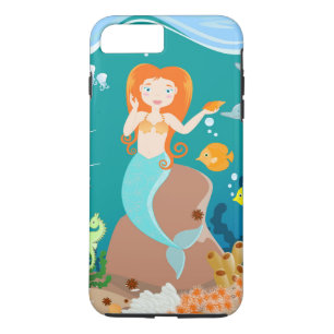 Coques Pour iPhone Sirène et dauphins sous la mer fête d'anniversaire