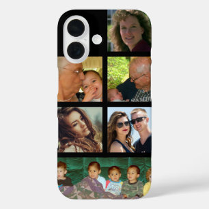 Coques iPhone 16 Six photos personnelles personnalisent avec le nom