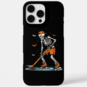 Coques iPhone 16 Pro Max Skeleton Hockey sur glace Halloween garçons Drôle 