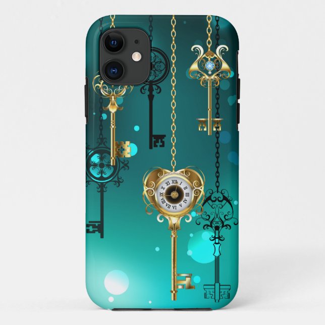 Coques Case-Mate iPhone Skeleton Keys on Green Background (Dos)