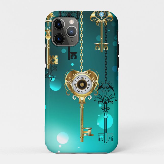 Coques Case-Mate iPhone Skeleton Keys on Green Background (Dos)