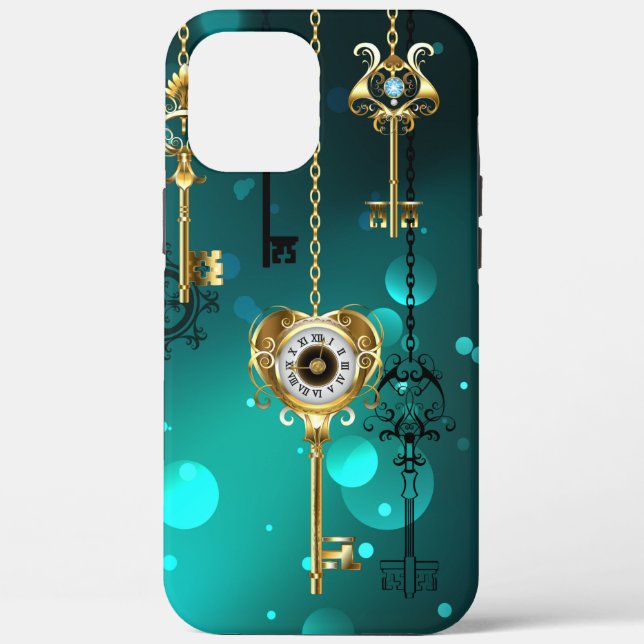Coques Case-Mate iPhone Skeleton Keys on Green Background (Verso)
