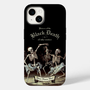 Coque Pour iPhone 14 Skeletons de danse de la mort noire Halloween