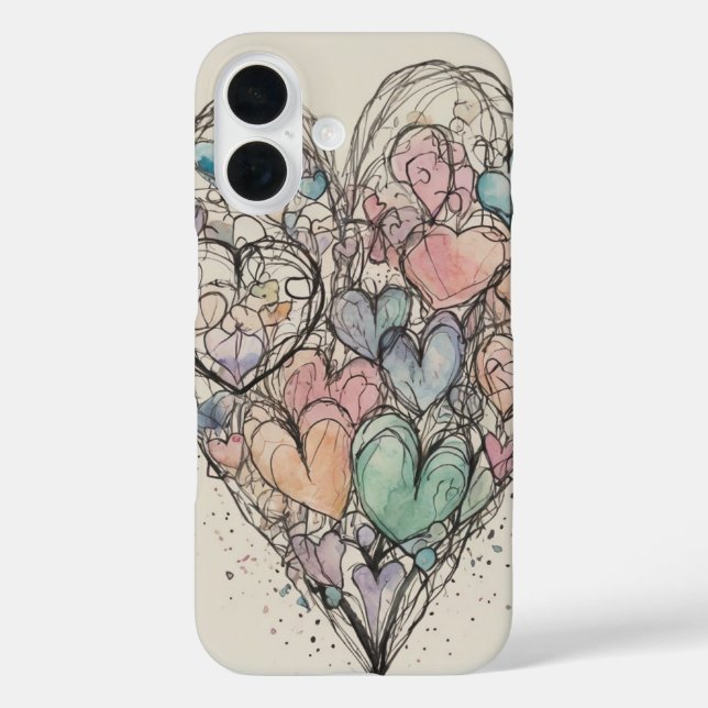 Coques Case-Mate iPhone Sketchy Love Hearts (Verso)