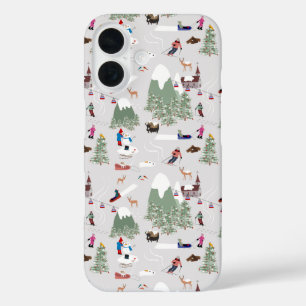Coques iPhone 16 Ski de neige d'hiver Pistes de ski de montagne Pay