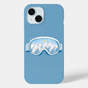 Coque Pour iPhone 15 Ski Goggles Montagnes Reflexions Illustration