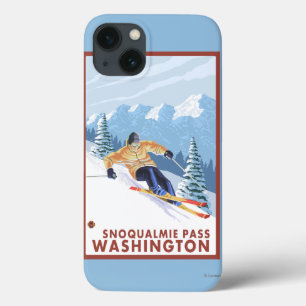 Etui iPhone 13 Skieur de neige de Downhhill - passage de