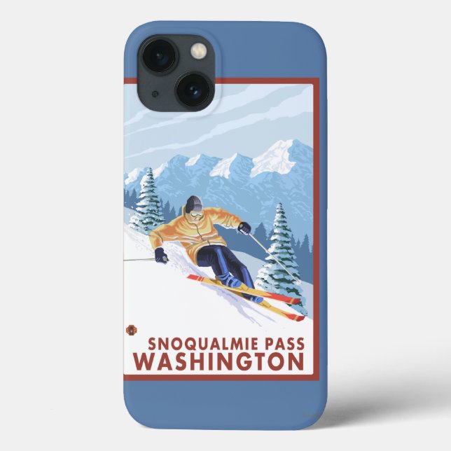 Coques Case-Mate iPhone Skieur de neige - Snoqualmie Pass, WA (Verso)