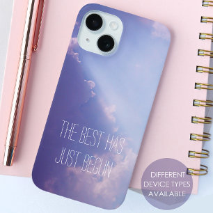 Coque Pour iPhone 15 Sky Clouds Pastel Citation Inspirante Nature Photo