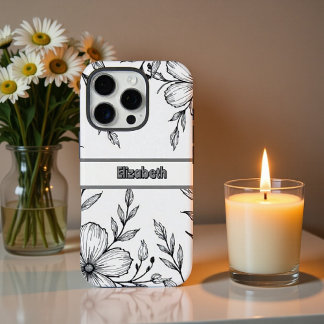Coques iPhone 16 Pro Smartphone Monochrome Botanique Line Art