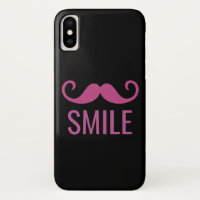 SMILE Rose Mustache Arrière - plan noir iPhone X C