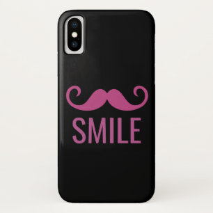 Case-Mate iPhone Case SMILE Rose Mustache Arrière - plan noir iPhone X C