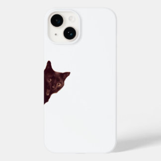 Coque Pour iPhone 14 “Sneaky Black Cat Peeking Phone Case”