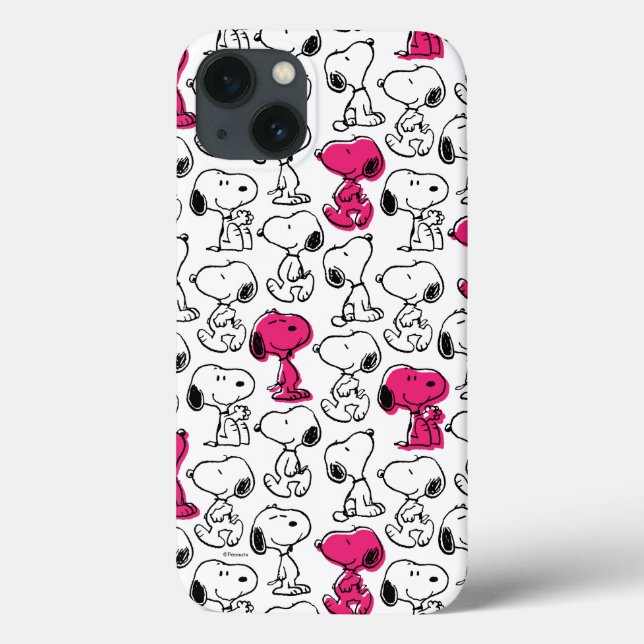 Coques Case-Mate iPhone Snoopy Black & Magenta Pattern (Verso)