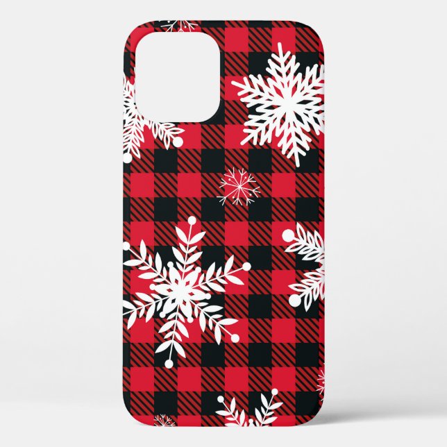 Coques Case-Mate iPhone Snowflakes & Buffalo Plaid : Charme hivernal (Verso)