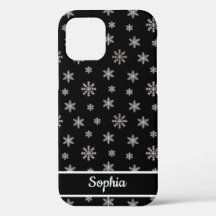Snowflakes motif noir nom personnalisé