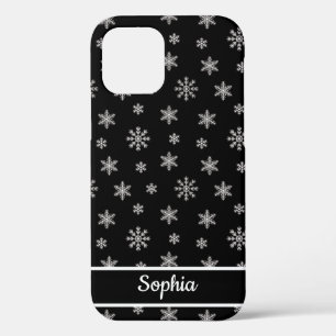 Case-Mate iPhone Case Snowflakes motif noir nom personnalisé