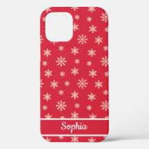 Snowflakes motif rouge nom personnalisé