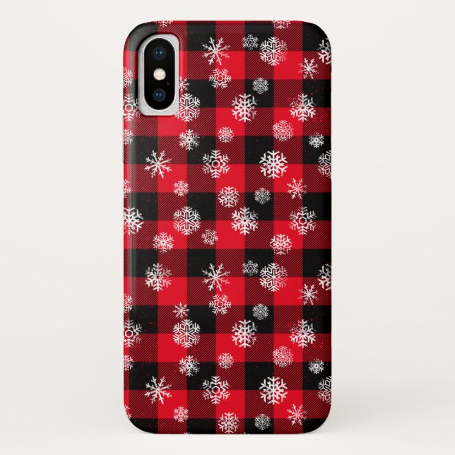 Coques Case-Mate iPhone Snowflakes Red Buffalo Plaid (Dos)
