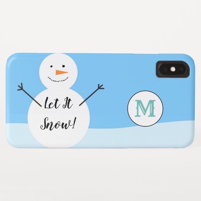Coques Case-Mate iPhone Snowman Snowball Festif hiver Personnalisé Monogra (Dos (Horizontal))