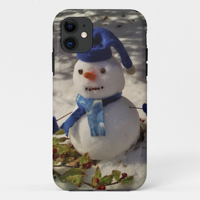 Coques Case-Mate iPhone Snowman withBlue Hat and Scarf (Dos)