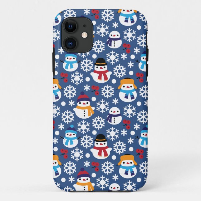 Coques Case-Mate iPhone Snowmans & Snowflakes Motif sans couture (Dos)