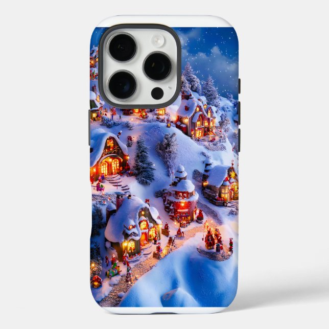 Coques Case-Mate iPhone Snowy Hills Whimsical Christmas Village (Verso)