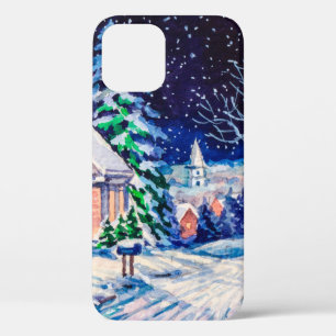 Case-Mate iPhone Case Snowy winter landscape. Country house. Christmas