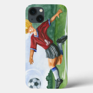 Coques Pour iPhone Soccer Player Kicking a Ball par Jay Throckmorton