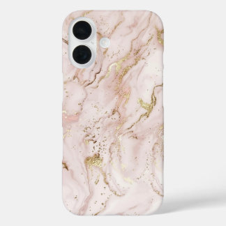 Coques iPhone 16 Soft Blush Pink & Liquid Gold Marble Case | iPhone