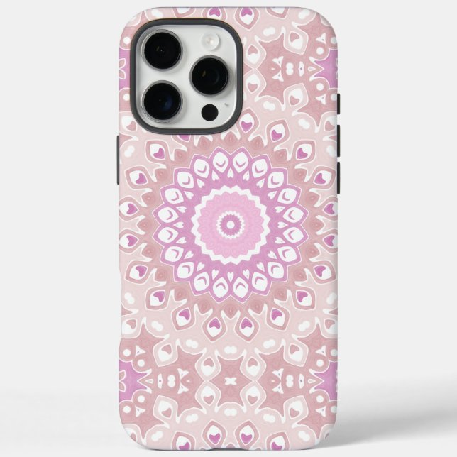 Coques Case-Mate iPhone Soft Pink Mandala with Heart and Petal Motifs (Verso)