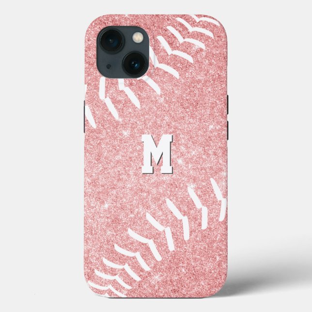 Coques Case-Mate iPhone softball rose monogrammed de fille (Verso)