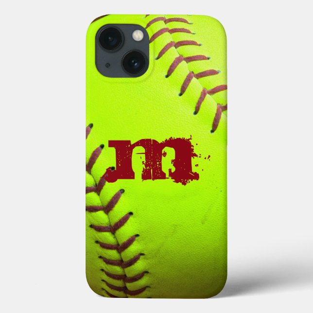 Coques Case-Mate iPhone Softball Yellow Fast Pitch Monogram SAMSUNG S4 Coq (Verso)