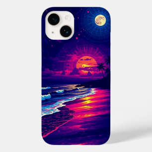 Coque Pour iPhone 14 Soirée plage avec Sunset Rays mobile