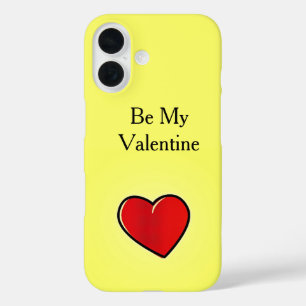 Coques iPhone 16 Sois mon coeur rouge valentin en jaune