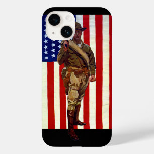 Coque Pour iPhone 14 Soldat patriotique vintage avec drapeau américain