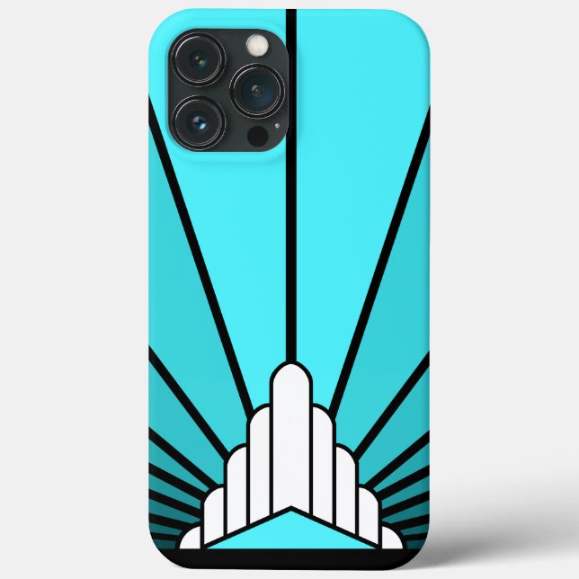 Coques Case-Mate iPhone Soleil Art déco en aqua (Verso)
