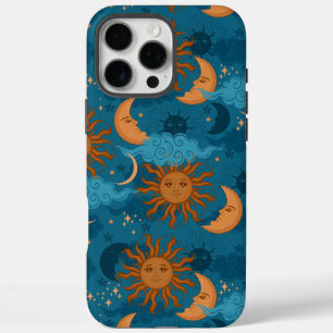 Coques iPhone 16 Pro Max Soleil Et Lune Sur Bleu