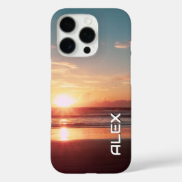 Coques iPhone 16 Pro Soleil orange turquoise et brûlé sur l'océan