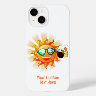 Coque Pour iPhone 14 Soleil Tropical Texte Personnalisé