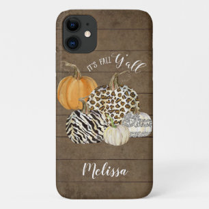 Case-Mate iPhone Case Son automne Y'all Leopard Zebra Citrouilles w Wood