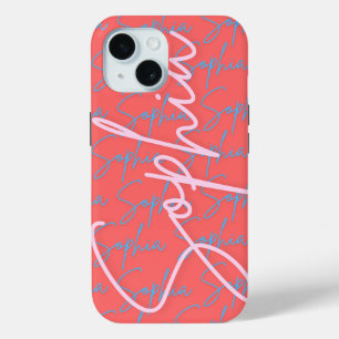 Coque Pour iPhone 15 Sophia Signature Nom Motif Design