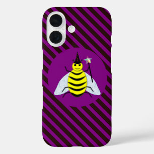 Coques iPhone 16 Sorcier abeille magique Halloween Rayure violette