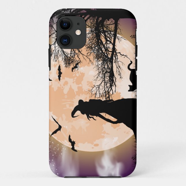 Coques Case-Mate iPhone Sorcière mystique, Chat noir, Pleine lune (Dos)