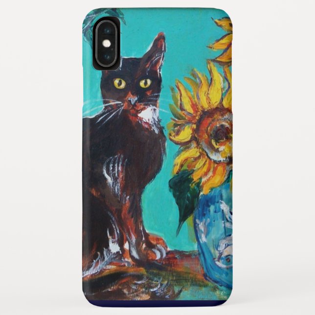 COQUES Case-Mate iPhone SOUCHES AVEC CHAT NOIR EN TURQUOISE BLEUE (Dos)